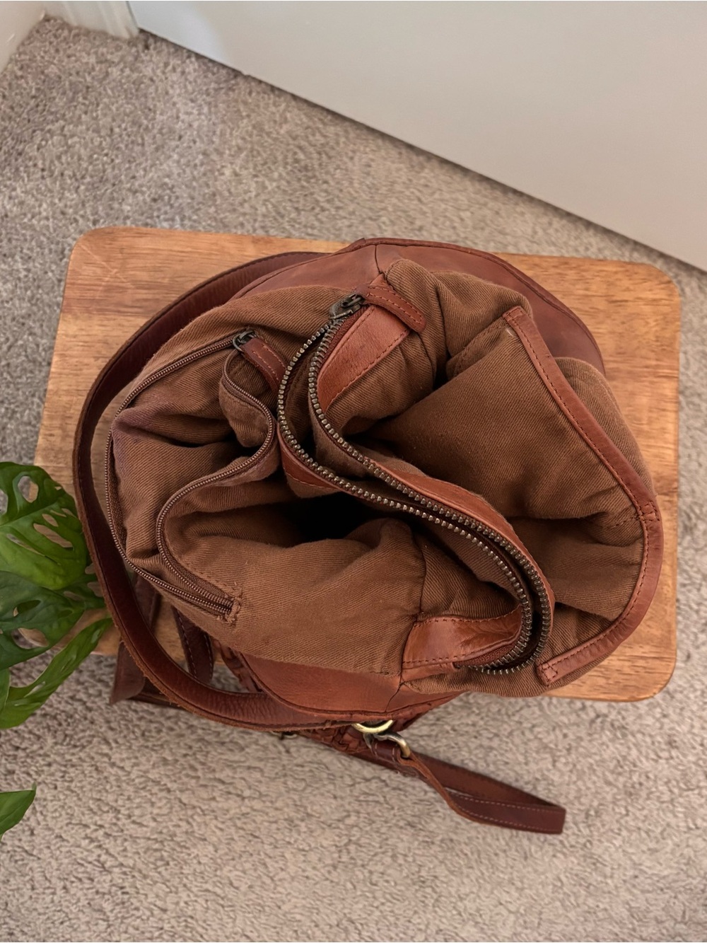 Woven Leather Hobo Shoulder Bag - Brown - Picture 3 of 3